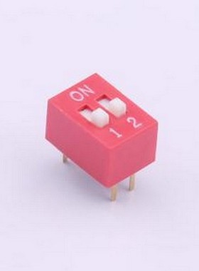 TA-02 拨码开关 拨码开关红色02P-180度2PIN间距2.54mm立式直插正