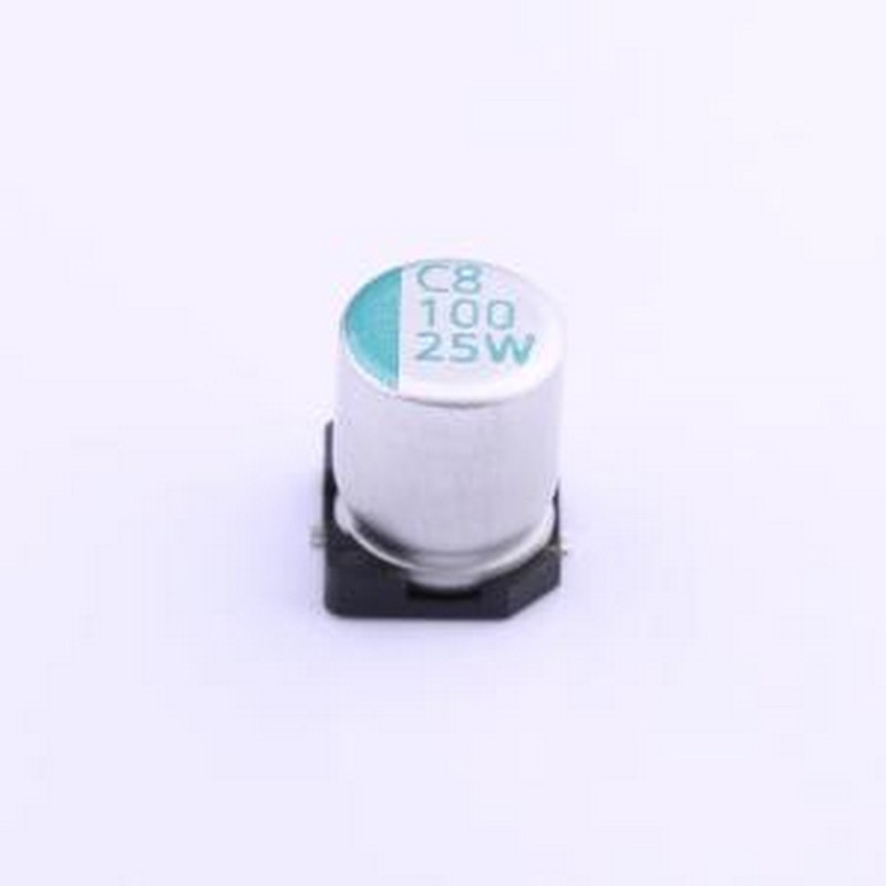 HBW101M1ETR-0608 固液混合铝电解电容器 100uF ±20% 25V SMD,D6