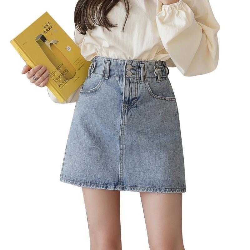 牛仔半身裙女2025春夏季新款学生韩版短裙高腰松紧显瘦a字裙子潮