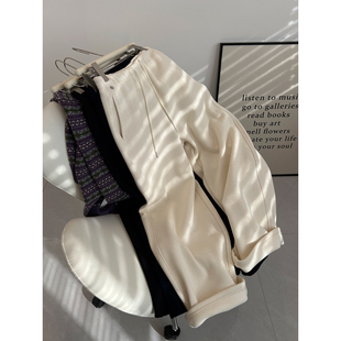 女宽松休闲运动裤 糯糯舒适百搭加绒加厚高腰直筒阔腿裤 神裤 冬季