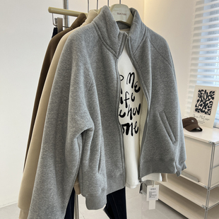 巨保暖羊羔绒立领拉链开衫 卫衣女加绒加厚百搭宽松棉外套上衣冬季