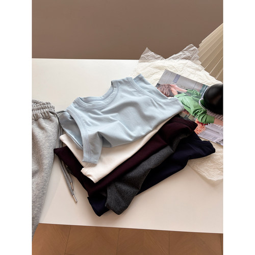 夏季圆领无袖修身显瘦短款背心女