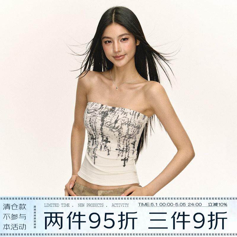 Ariseism 美式复古辣妹外穿抹胸吊带背心女夏季新款内搭修身上衣