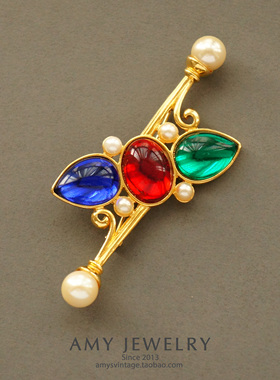 Premier三色蛋宝古典珍珠胸针 | Amy Vintage西洋古董首饰