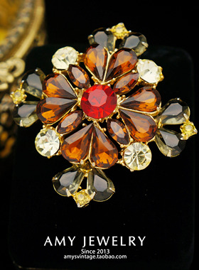 美产Edlee马耳他十字开背水晶胸针 | Amy Vintage西洋古董首饰