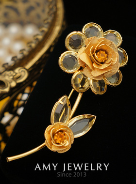 HOBE掐丝水晶玫瑰花胸针｜Amy Vintage西洋古董首饰