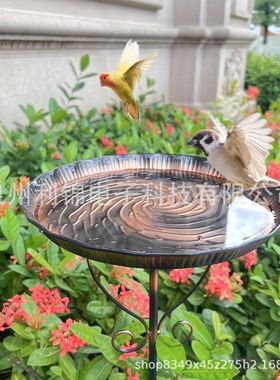 跨境热卖铁艺复古鸟浴盆户外庭院