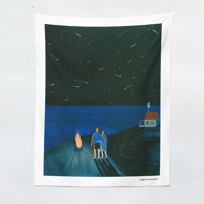 小清新插画艺术挂布小众原创挂毯出租屋宿舍背景墙布置文艺装饰布在类目 居家布艺, 挂毯/壁毯中 - 来自Buy2taobao.com提供专业的淘宝代购服务