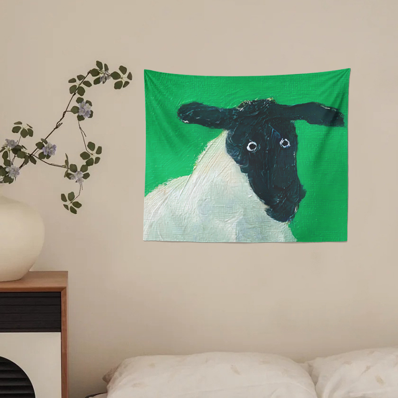 梵高小羊艺术画布 白墙遮丑个性改造卧室公寓房间背景墙装饰挂布