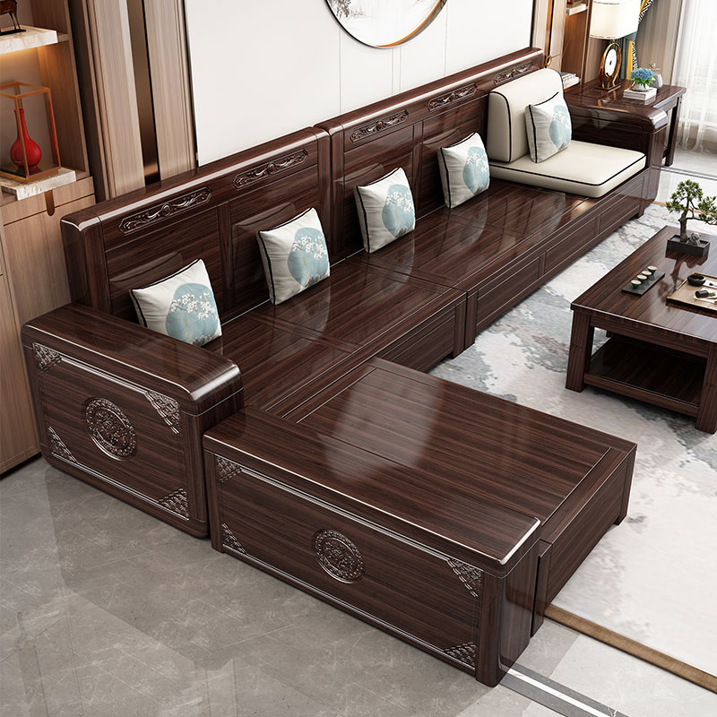 新中式紫金檀木全实木沙发客厅现代简约冬夏两用家用小户型沙发