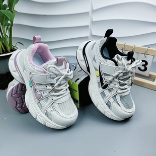 比迪童鞋26春季新款双网运动鞋鞋轻便透气男女童休闲鞋魔术贴