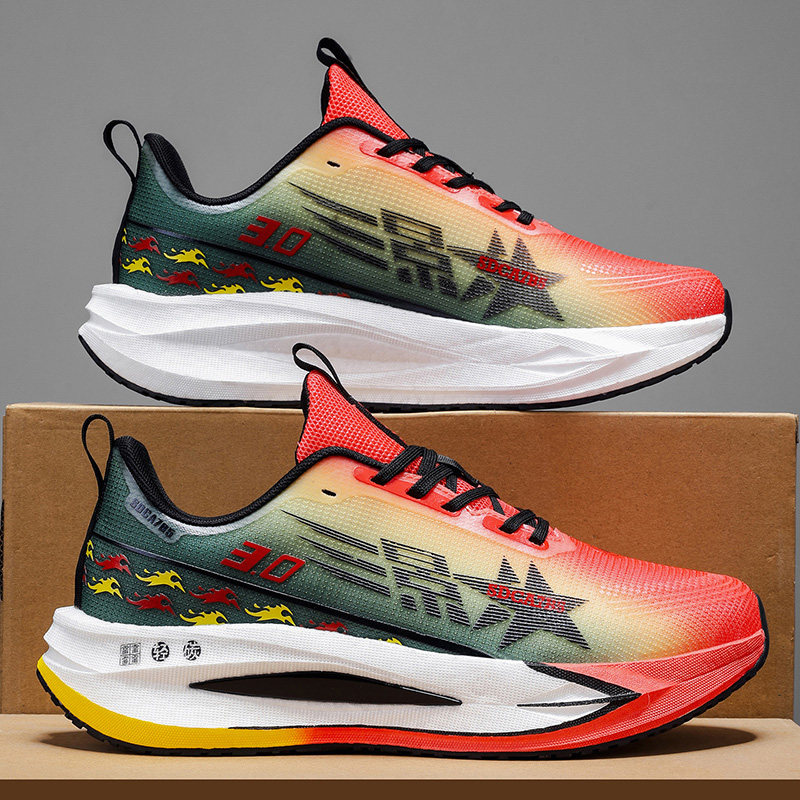 安能玛男鞋网面透气青少年运动鞋红色减震初中生踩屎感软底跑步鞋,流行男鞋,时尚休闲鞋,淘宝优惠券,粉丝福利购,淘宝优惠卷