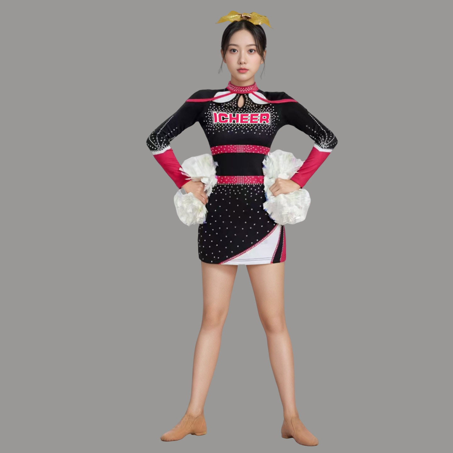 儿童啦啦操演出服长袖新款女童拉拉队表演服健美操竞技赛比赛服装