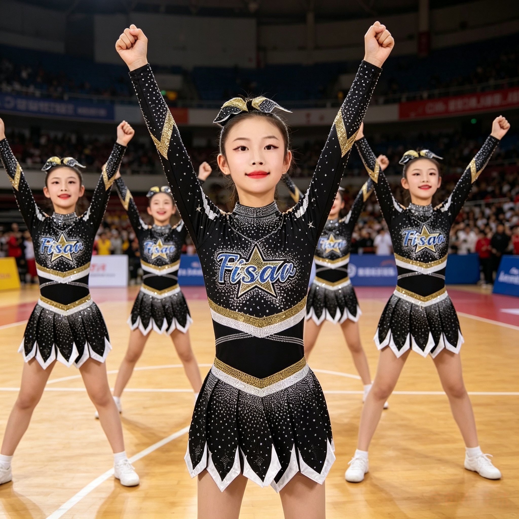 定制款儿童啦啦操演出服新款女童拉拉队表演服健美操竞技赛比赛服