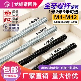 正国标8.8级高强度丝杆全螺纹牙条M8M10M12M20-M48一米全牙螺杆