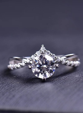 星河灿烂 正品莫桑石钻戒AU750定制18K铂金求婚结婚情侣戒指小众