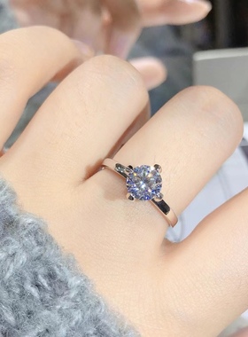 四爪皇冠 正品莫桑石钻戒AU750定制18K铂金求婚结婚男女情侣戒指