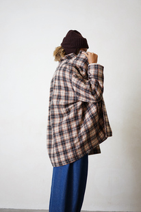 羊毛小众棕橘格纹宽松中长款外套 ATELIERSOMEPIECE 工碎 新品