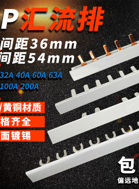 2P63A汇流排 紫铜1.5*7 DZ47空开连接排 C45断路器接线排KT002