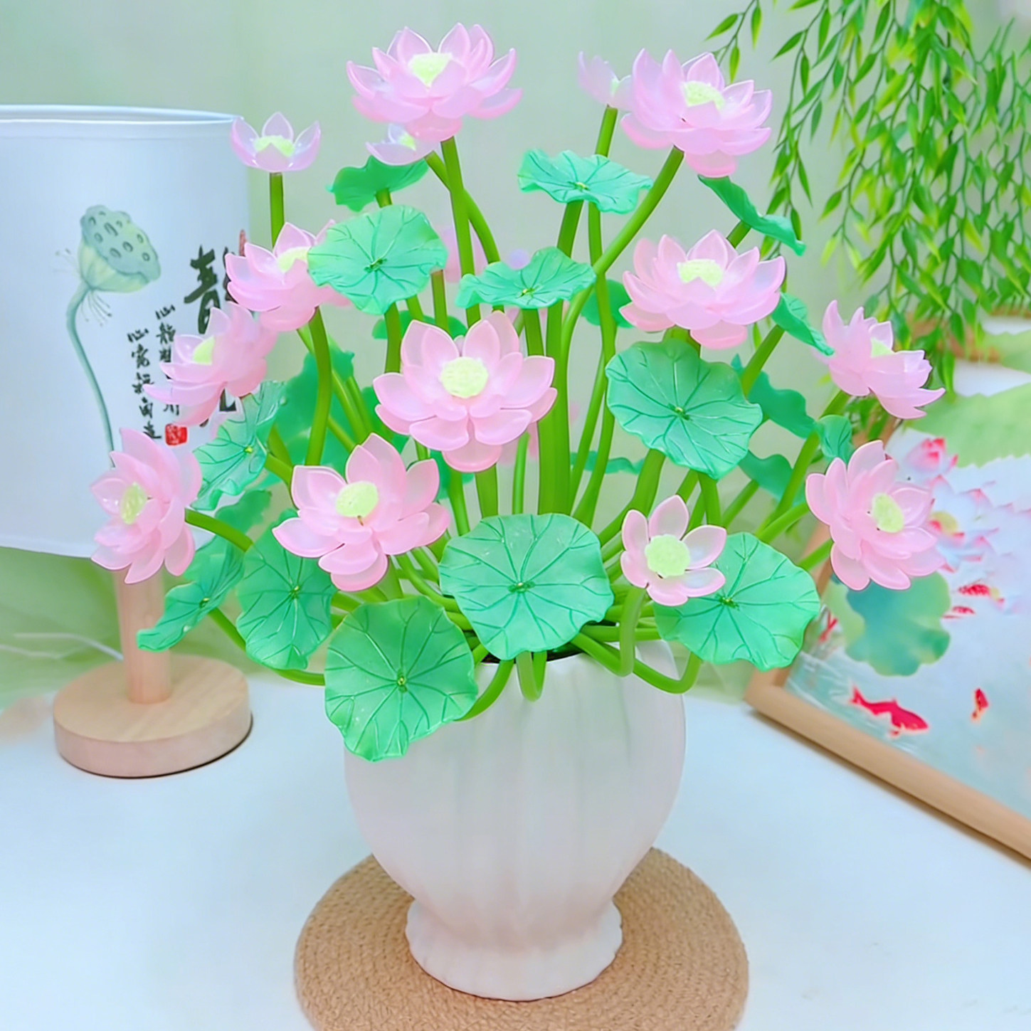 手工荷花仿真花束DIY材料包