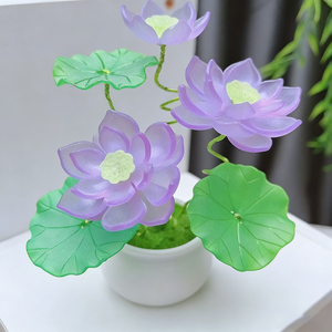 荷花永生花手工编织花束材料包