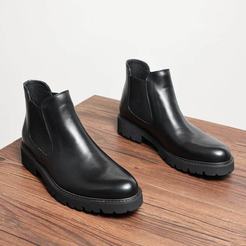 真皮圆头切尔西男头层牛皮马丁靴厚底英伦风百搭西装靴高帮靴秋冬,流行男鞋,切尔西靴,淘宝优惠券,粉丝福利购,淘宝优惠卷
