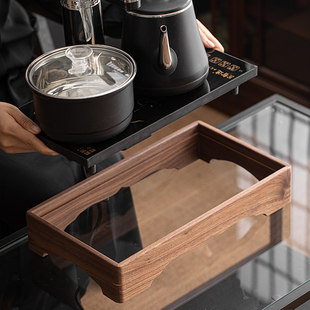 电茶炉边框架胡桃木实木茶台架子37*20cm电磁炉茶具嵌入式支架框