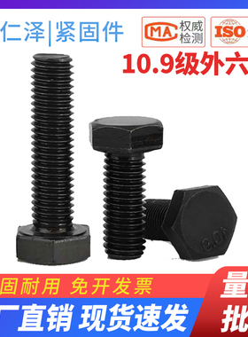 M20M22M24M27M30 10.9级外六角螺丝加长高强度螺栓全牙外六方螺杆