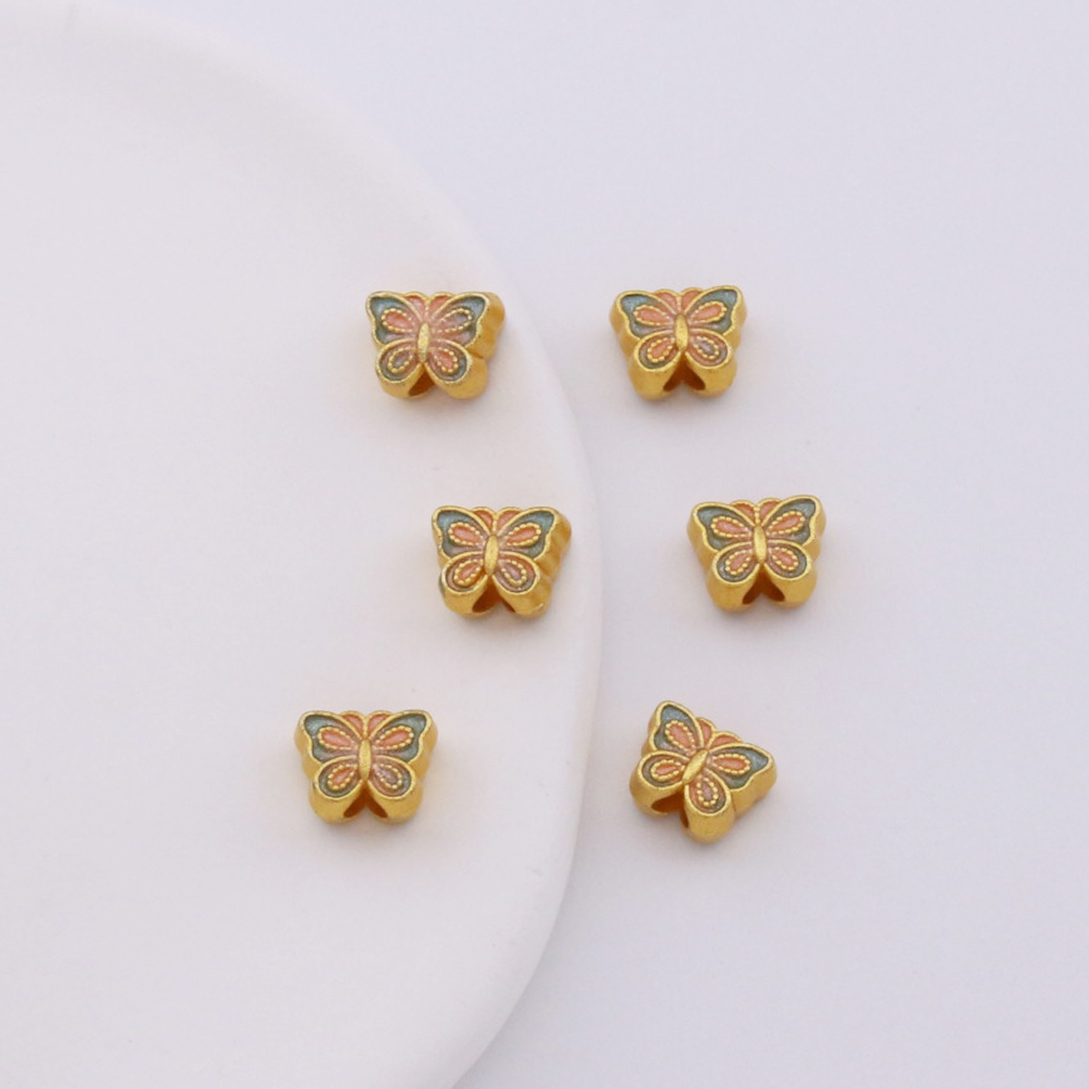 古法金双孔蝴蝶项链吊坠手工制作手链挂件通孔DIY饰品配件
