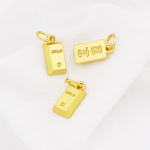 古法金色暴富牌牌吊坠挂件项链手工编织手链diy哑金色饰品配件