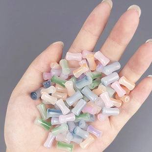 竹节新中式 12mm竹节琉璃散珠串珠diy手工吊坠手链项链挂件 直孔6