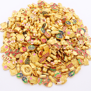 DIY合金饰品配件金色珐琅配饰diy小饰品高保色配珠平安扣吊坠挂件