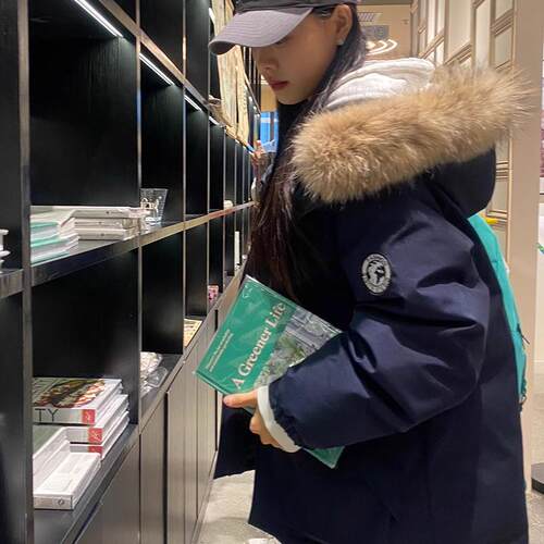 茵雪诗韩版防风中长款真毛领加厚