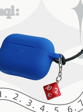 弗气新品《幸运骰子》蓝色耳机套适用airpods2/3/4苹果airpodspro2硅胶磨砂软全包保护壳防尘克莱因蓝pro三代