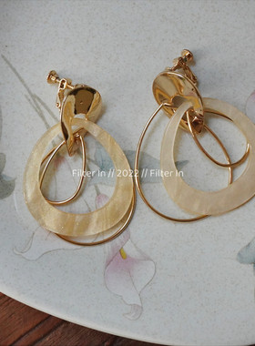 F.I / 日本日单 复古vintage 气质圈圈 无耳洞耳夹