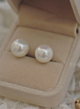 有滤镜 日系大人气「一粒大珍珠」925银耳钉无耳洞耳夹小珍珠包邮