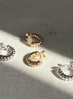 F.I / 日本日单 麻花复古金银色 日杂 耳夹