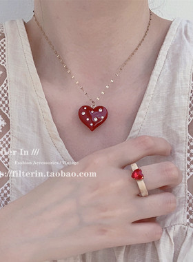 F.I滴草莓爱心桃心日系手作项链