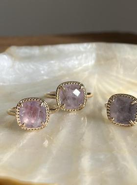 F.I / 仅此一批 日系日单 天然粉晶石 镀厚金戒指 巨好看