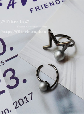 F.I / 推荐！英国潮牌Gl*mE**r 设计感 镀钨金 奇幻珍珠 黑色戒指