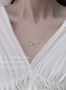 有滤镜日系轻奢复古铜真金项链