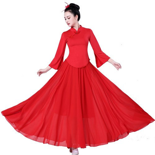 广场舞服装艳丽高弹垂顺飘逸