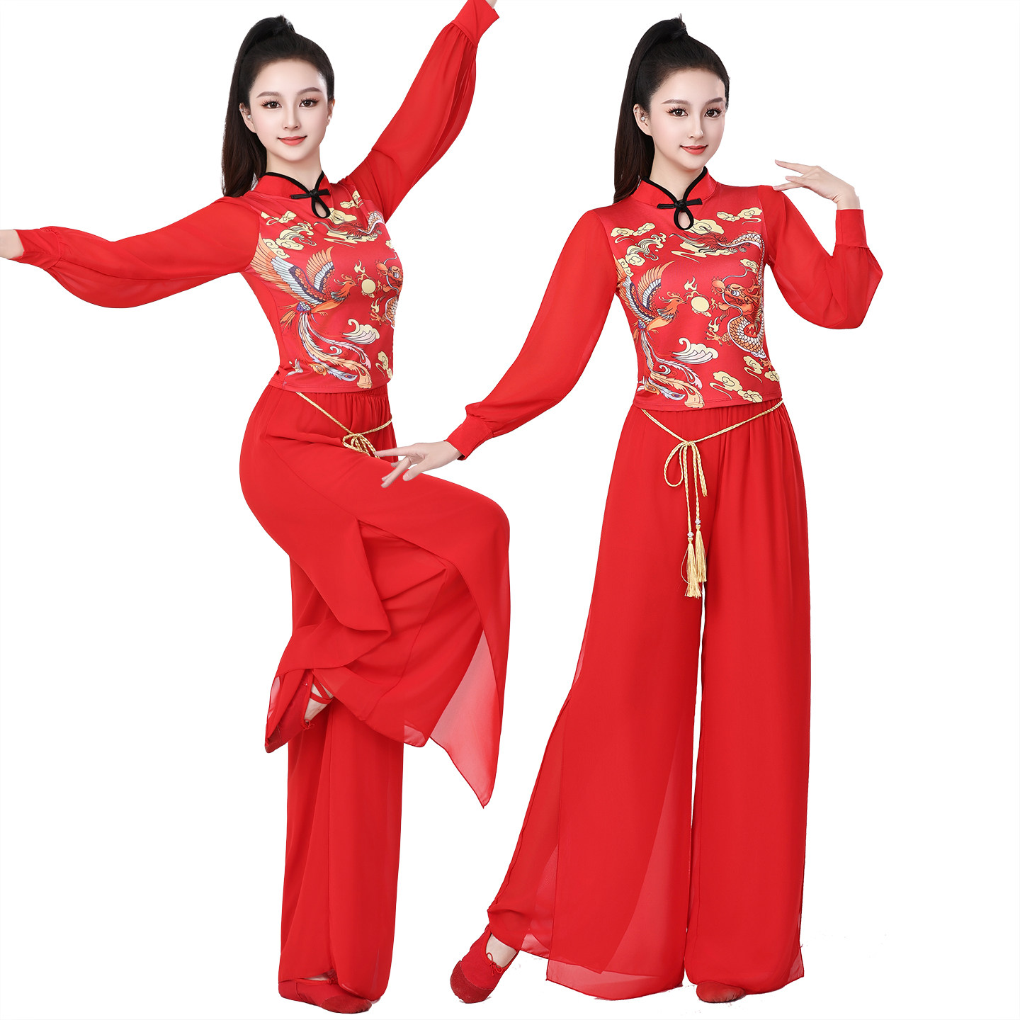 2026春夏季广场舞服装新款套装长袖成人腰鼓舞打鼓服舞蹈演出服女