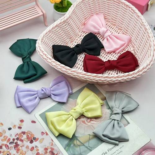 绸面纯色布艺蝴蝶结包包衣服配饰辅料发饰DIY半成品装饰品配件