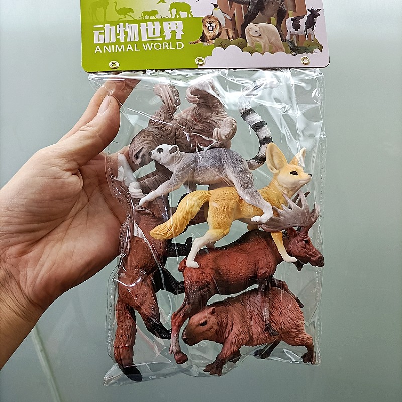 儿童仿真动物模型玩具树懒鬣狗野猪狮子猴子卡皮巴拉男孩耐摔礼物