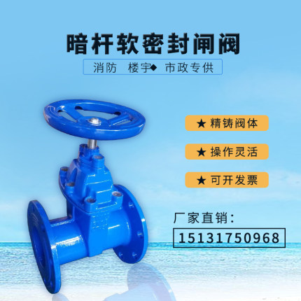 软密封闸阀PN16QT450暗明杆DN50 65 80消防法兰沟槽管道水闸