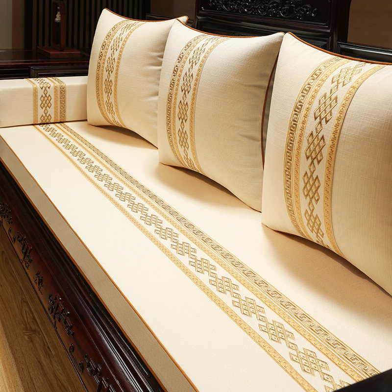 新中式红木椅子坐垫套罩古典实木家具沙发垫防滑定制棉麻四季通用