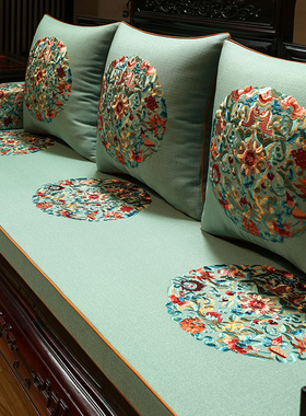 新中式红木沙发坐垫罗汉床五件套垫子四季通用实木家具沙发垫定制