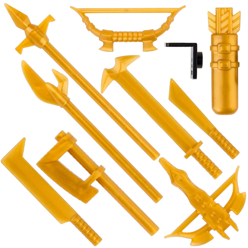 科睿配件魔戒指环王强兽人中古人仔黄色长矛弓箭武器积木兼容乐高