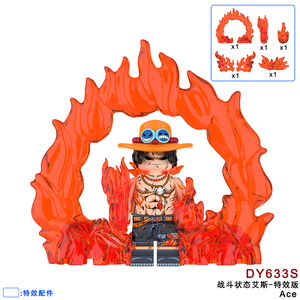适用乐高OP海贼王火拳艾斯火焰特效第三方拼装积木人仔玩具DY633S
